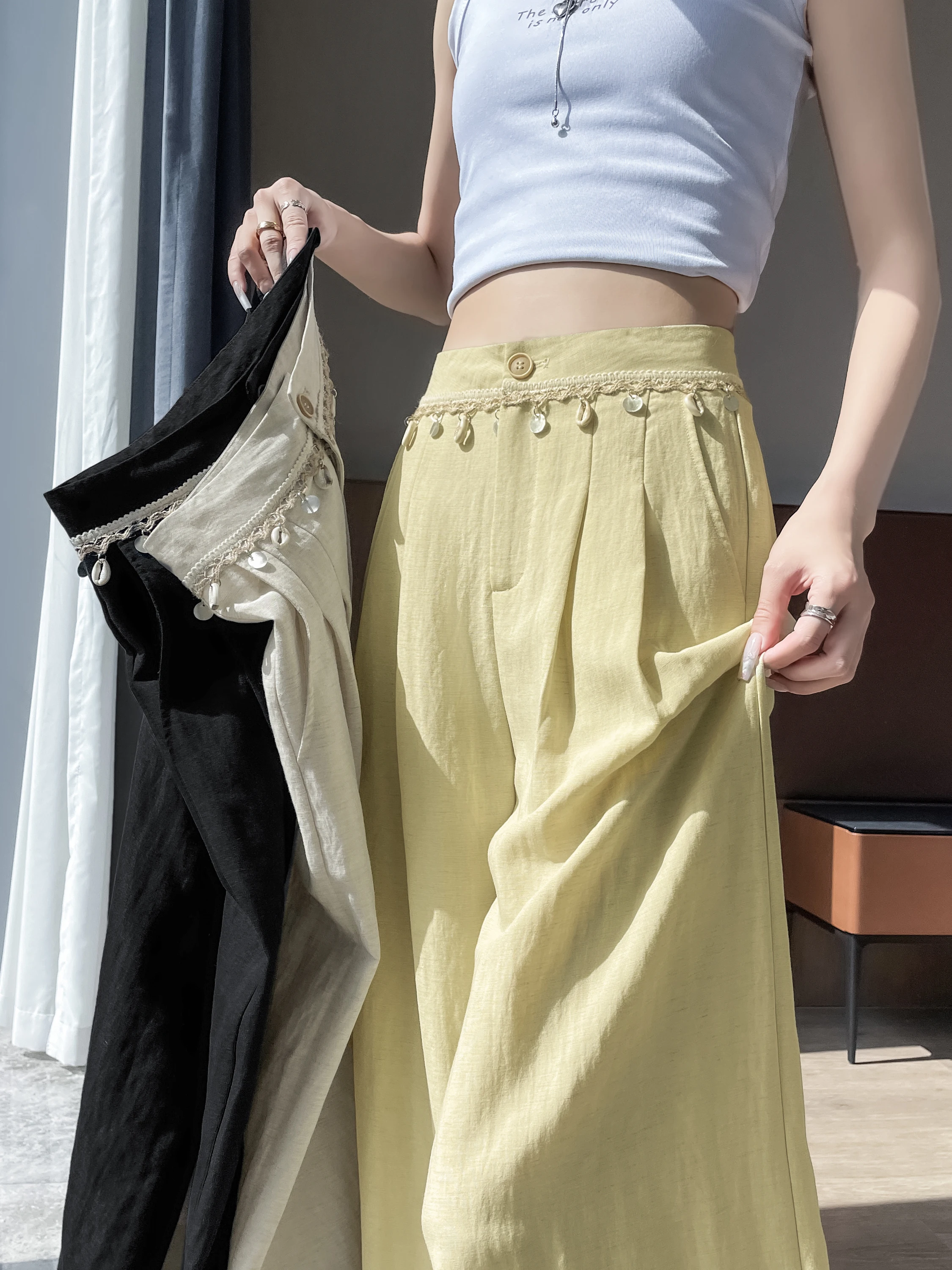 Summer Women's Wide Leg Pants Linen Loose Slimming Ice Silk Suit Pants Casual High Waist Zipper Pure Color Straight Leg
Summer Women's Wide Leg Pants Linen Loose Slimming Ice Silk Suit Pants Casual High Waist Zipper Pure Color Straight Leg