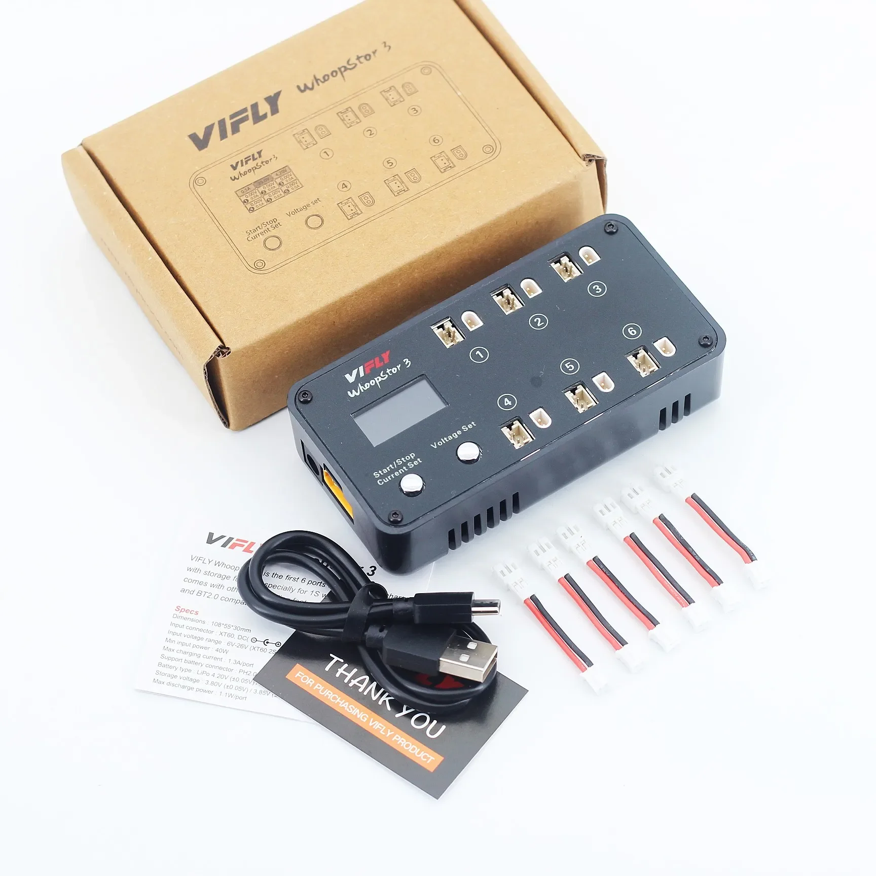 NEW VIFLY WhoopStor3 1S LIPO LiHV Battery Storage Charger and Discharger Storage LCD TYPE-C DC TX60 For FPV Drone BT2.0 PH2.0
NEW VIFLY WhoopStor3 1S LIPO LiHV Battery Storage Charger and Discharger Storage LCD TYPE-C DC TX60 For FPV Drone BT2.0 PH2.0