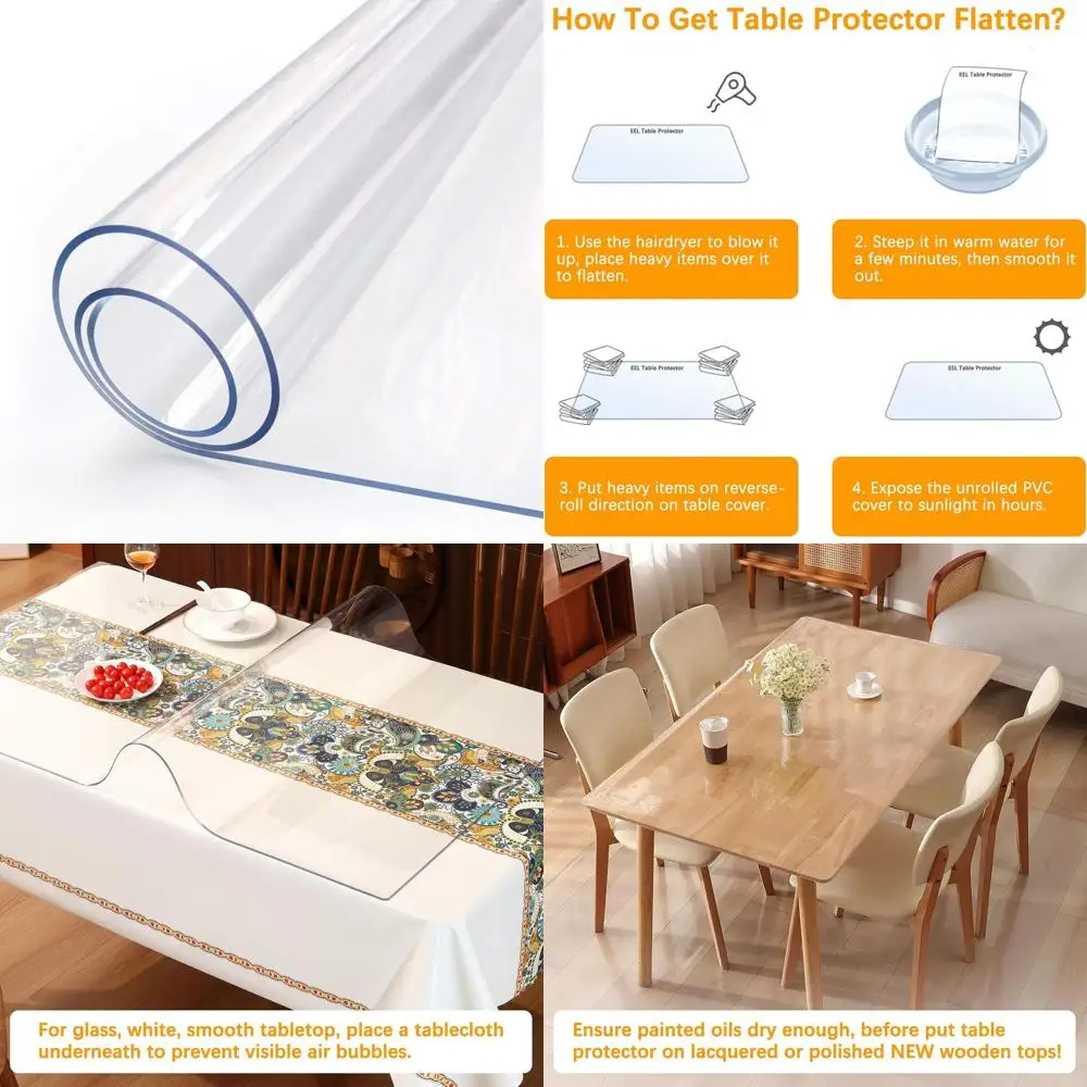 Clear Plastic Table Protector for Dining, Desk & Conference Tables - 36x78 Inch Waterproof PVC Cover for Wooden Furniture
Clear Plastic Table Protector for Dining, Desk & Conference Tables - 36x78 Inch Waterproof PVC Cover for Wooden Furniture