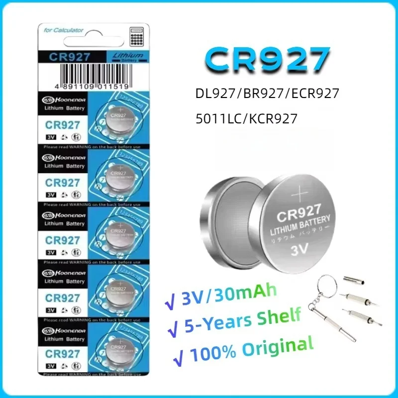 5-100PCS CR927 3V Lithium Button Cell Batteries for Remotes Clocks Electric Toys Compatible with DL927 BR927 LM927 ECR927
5-100PCS CR927 3V Lithium Button Cell Batteries for Remotes Clocks Electric Toys Compatible with DL927 BR927 LM927 ECR927