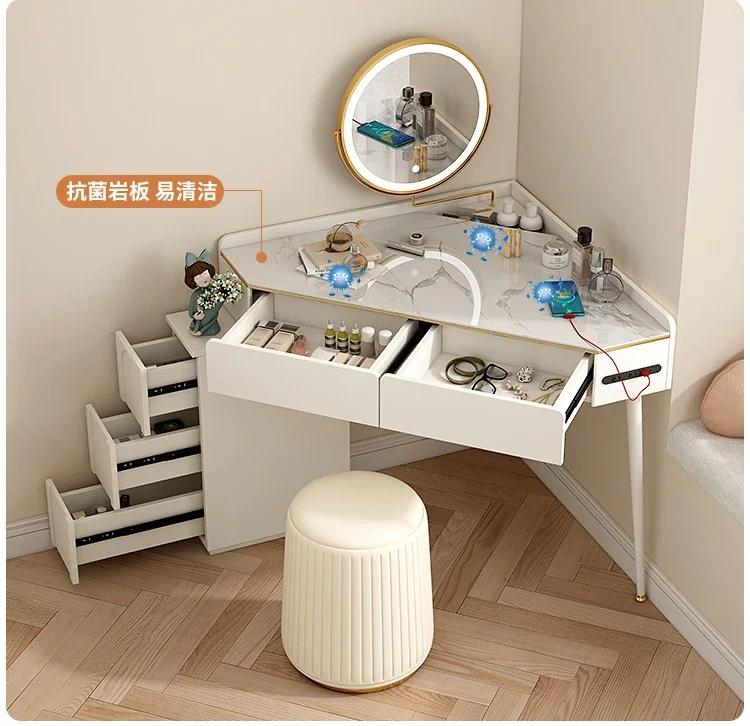 Light luxury bedroom, small corner dresser, bedside table, integrated dressing table, chest of drawers
Light luxury bedroom, small corner dresser, bedside table, integrated dressing table, chest of drawers