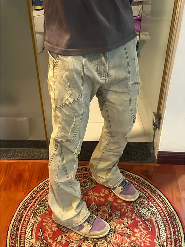 Olschool High Street Style Men's Jeans Yellow Clay Dye Slim Fit Micro Flare Denim Pants mid Waist Zipper Closure Loose Fit
Olschool High Street Style Men's Jeans Yellow Clay Dye Slim Fit Micro Flare Denim Pants mid Waist Zipper Closure Loose Fit