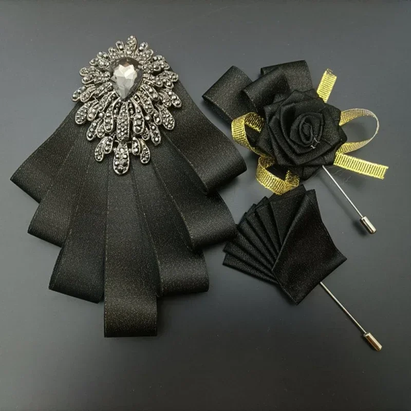 Luxury Rhinestone Bow Tie Brooch 3pcs Set Original Jewelry Men's Women's Business Banquet Wedding Dress Shirt Collar Flower Sets
Luxury Rhinestone Bow Tie Brooch 3pcs Set Original Jewelry Men's Women's Business Banquet Wedding Dress Shirt Collar Flower Sets