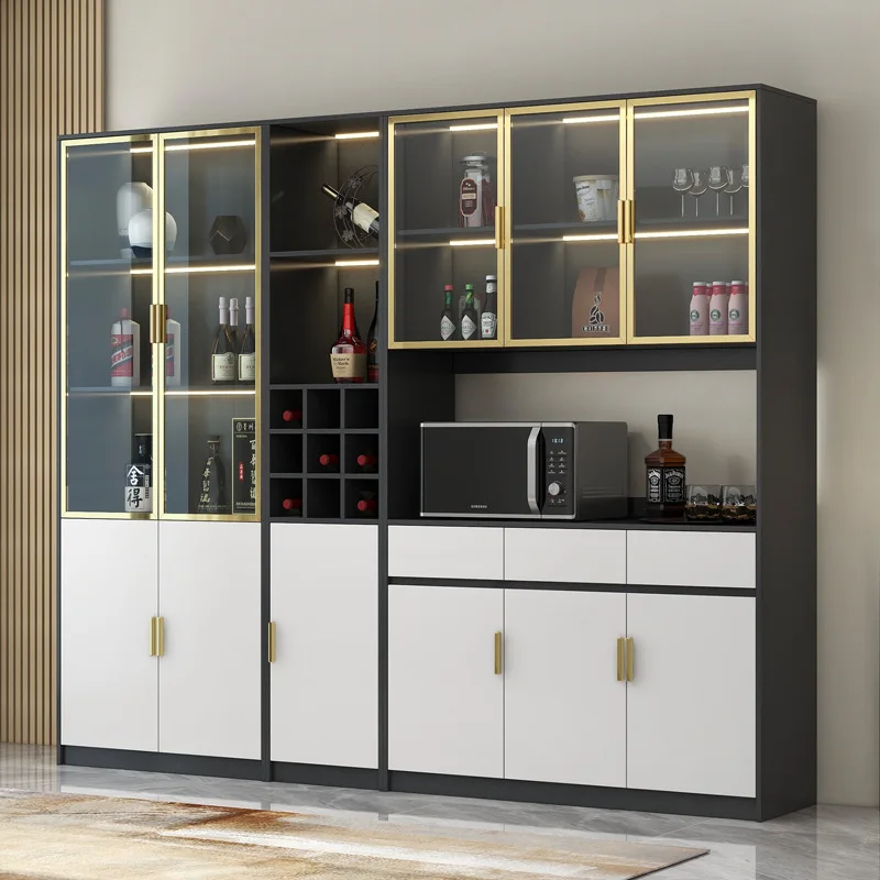 Light luxury glass door wine cabinet, display, home living room storage against the wall, decoration, modern simple dining 
Light luxury glass door wine cabinet, display, home living room storage against the wall, decoration, modern simple dining