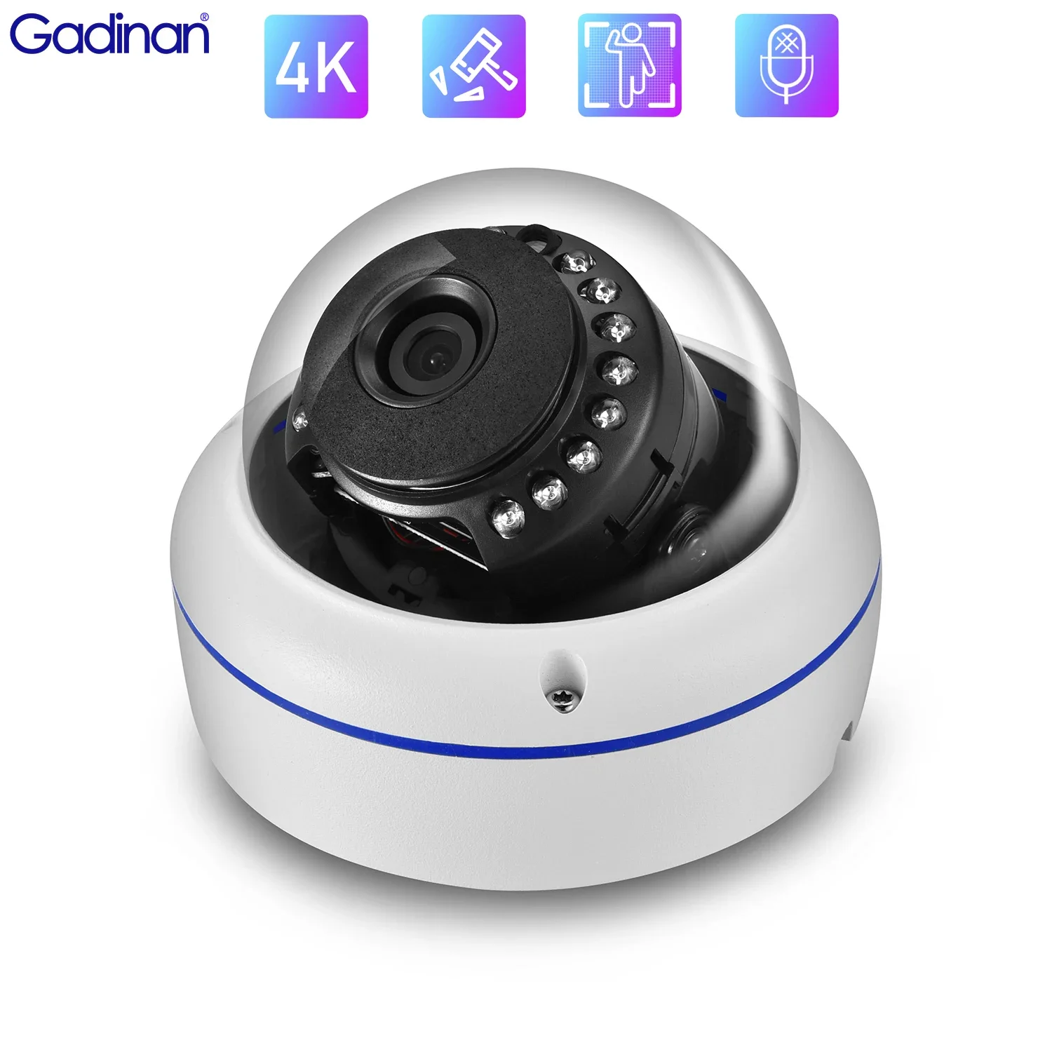 Gadinan 4K POE Webcam Security Video Surveillance 8MP Sensor 1/2.8 "Sony Outdoor Riot AI Human Detection Dome Metal Waterproof
Gadinan 4K POE Webcam Security Video Surveillance 8MP Sensor 1/2.8 "Sony Outdoor Riot AI Human Detection Dome Metal Waterproof