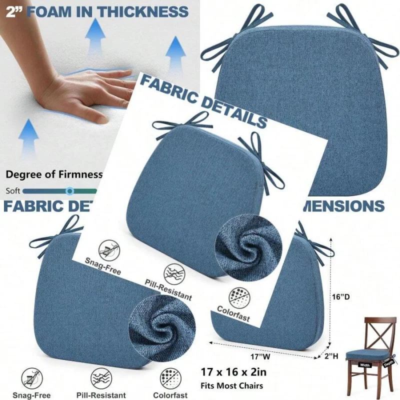 Chair Pad For Dining Chair NonSlip Kitchen Chair Cushion With Detachable Straps And Machine Washable Cover 17x16x2in Blue
Chair Pad For Dining Chair NonSlip Kitchen Chair Cushion With Detachable Straps And Machine Washable Cover 17x16x2in Blue