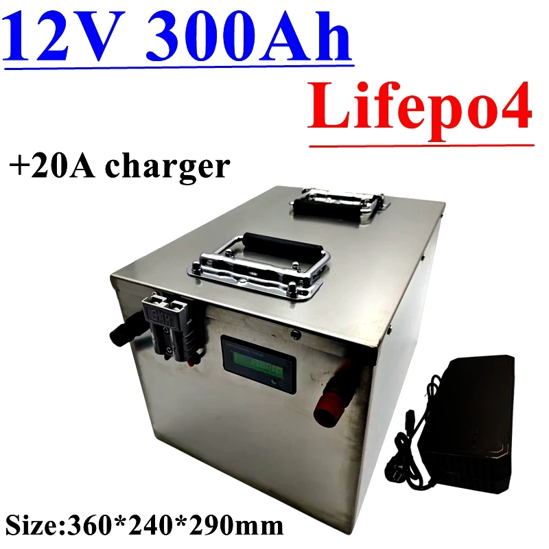 12.8V 12V 300AH Lifepo4 batterie waterproof With LCD for Golf Carts power supply EV Solar Storage Battery Solar 20A charger
12.8V 12V 300AH Lifepo4 batterie waterproof With LCD for Golf Carts power supply EV Solar Storage Battery Solar 20A charger