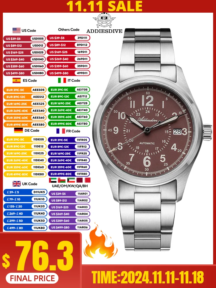 ADDIESDIVE TOP Brand Men‘s Watch BGW9 Super Luminous Sapphire Crystal 20Bar Waterproof Automatic Mechanical Watch montres hommes
ADDIESDIVE TOP Brand Men‘s Watch BGW9 Super Luminous Sapphire Crystal 20Bar Waterproof Automatic Mechanical Watch montres hommes