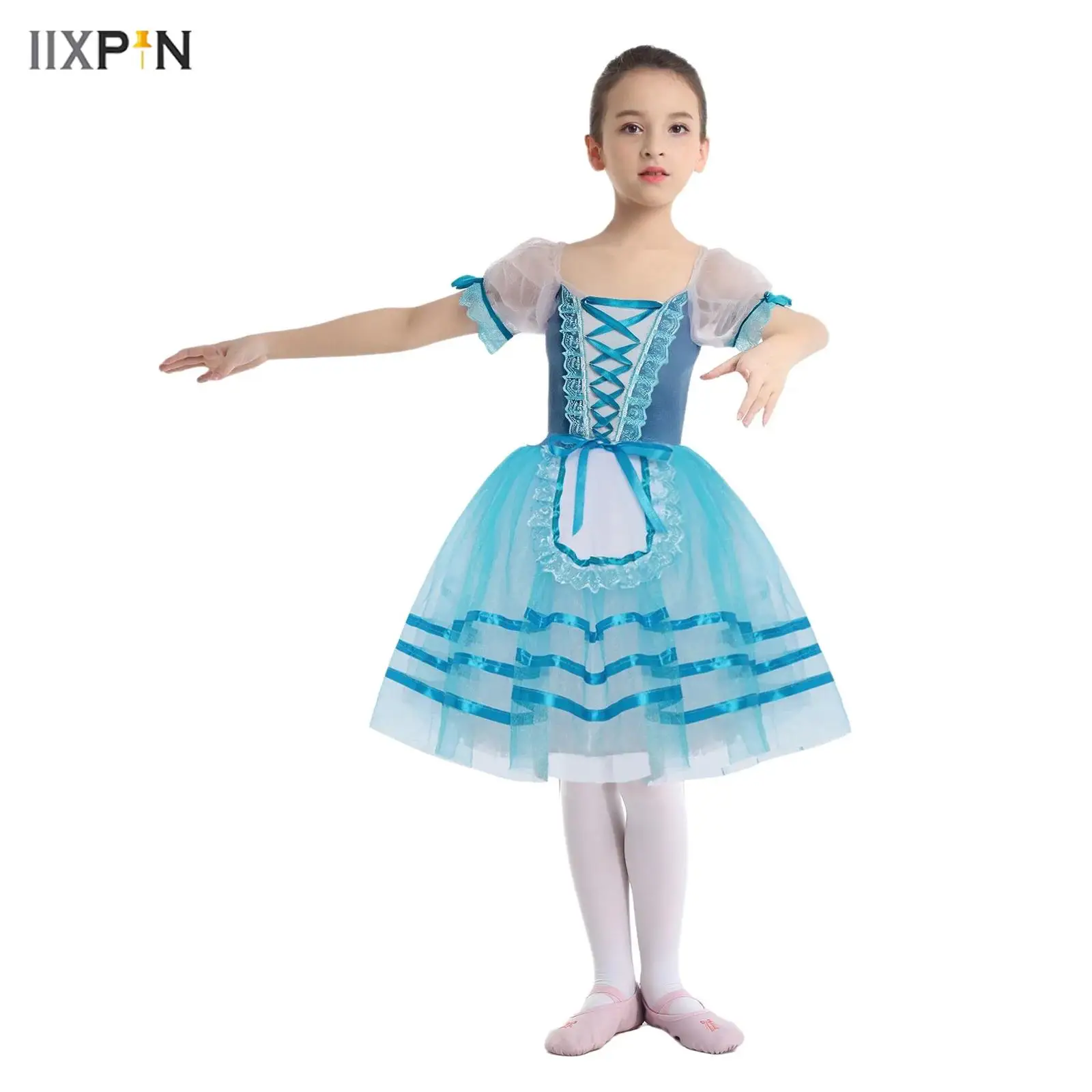 Kids Girls Puff Sleeve Ballet Tutu Dresses Lace Trim Lace-up Velvet Patchwork Bodice Layered Dress Dance Performance Costume
Kids Girls Puff Sleeve Ballet Tutu Dresses Lace Trim Lace-up Velvet Patchwork Bodice Layered Dress Dance Performance Costume