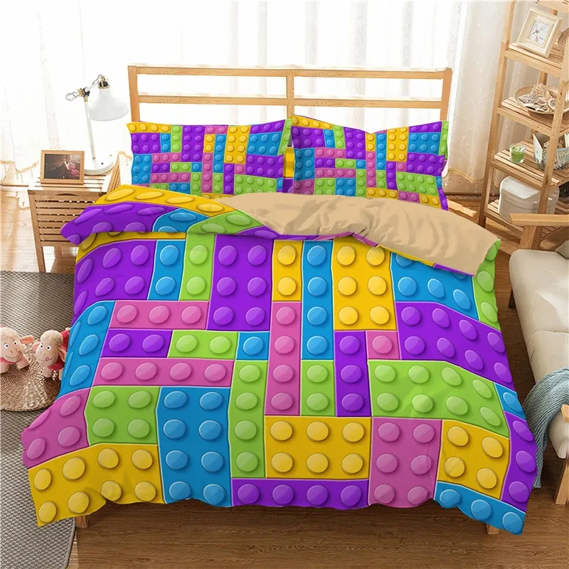 Building Block Duvet Cover Single Queen Bedding Set Colorful Toy Cubes Blocks Printed Soft Microfiber Quilt Cover for Teen Girls
Building Block Duvet Cover Single Queen Bedding Set Colorful Toy Cubes Blocks Printed Soft Microfiber Quilt Cover for Teen Girls
