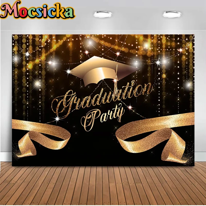 Mocsicka Graduation Photography Backdrops Glitter Gold Black Bachelor Cap Party Decorations Graduate Photo Backgrounds Photocall
Mocsicka Graduation Photography Backdrops Glitter Gold Black Bachelor Cap Party Decorations Graduate Photo Backgrounds Photocall