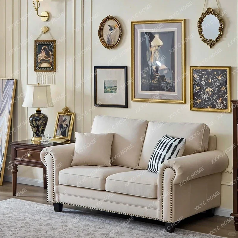 Retro Fabric Sofa French Small Apartment Cotton Linen Sofa Combination Can Be Customized
Retro Fabric Sofa French Small Apartment Cotton Linen Sofa Combination Can Be Customized