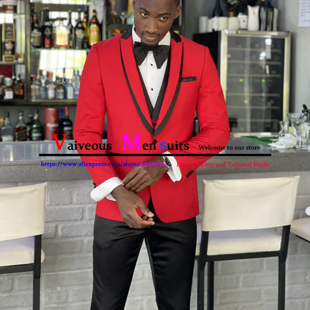 New Design Red Coat Vest Black Pants 3 Pieces Men Suit Set Slim Fit Men Wedding Suits Groom Party Prom Tuxedos Groomsmen Suit
New Design Red Coat Vest Black Pants 3 Pieces Men Suit Set Slim Fit Men Wedding Suits Groom Party Prom Tuxedos Groomsmen Suit