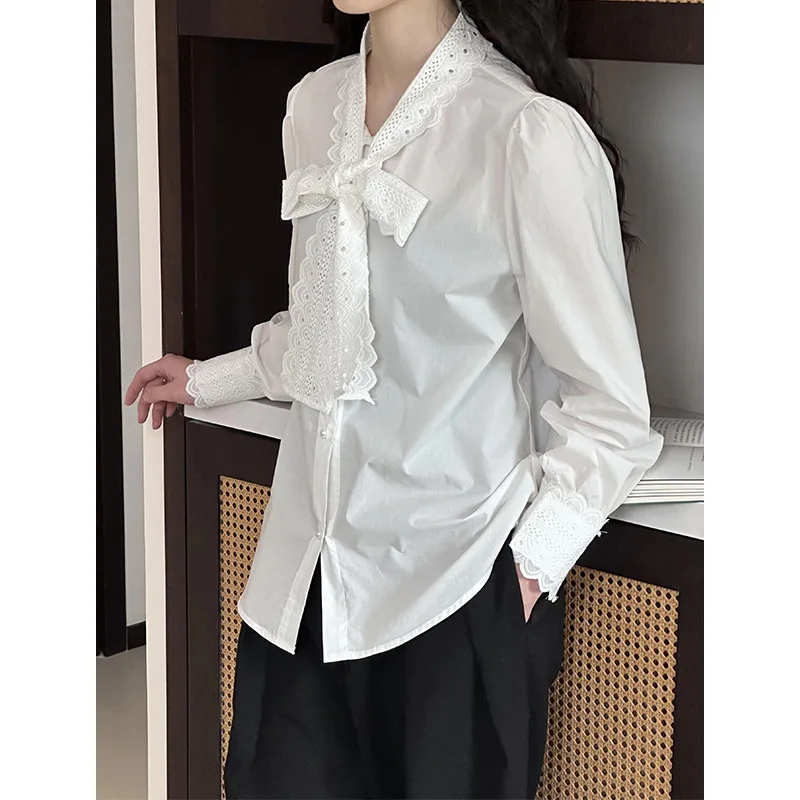 2024 Spring New Product Shirt Women's Orange Zhi Korean Style Bow White Shirt Unique Top
2024 Spring New Product Shirt Women's Orange Zhi Korean Style Bow White Shirt Unique Top
