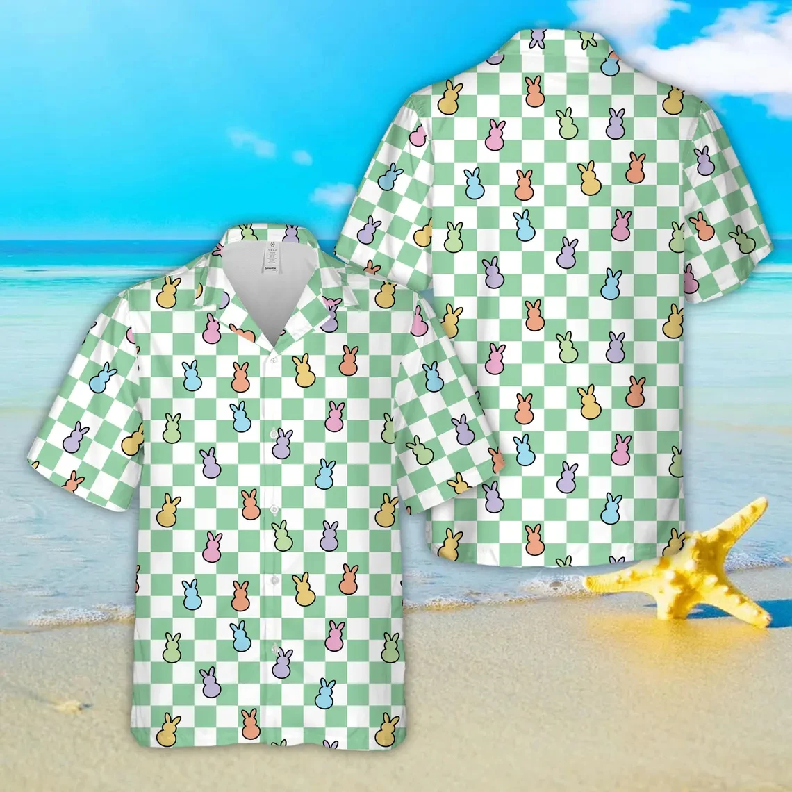 Mens Spring Checkerboard Bunny Hawaiian Shirt Cute Pastel Rabbit Print Short Sleeve Button Up Casual Aloha Shirts For Vacation
Mens Spring Checkerboard Bunny Hawaiian Shirt Cute Pastel Rabbit Print Short Sleeve Button Up Casual Aloha Shirts For Vacation