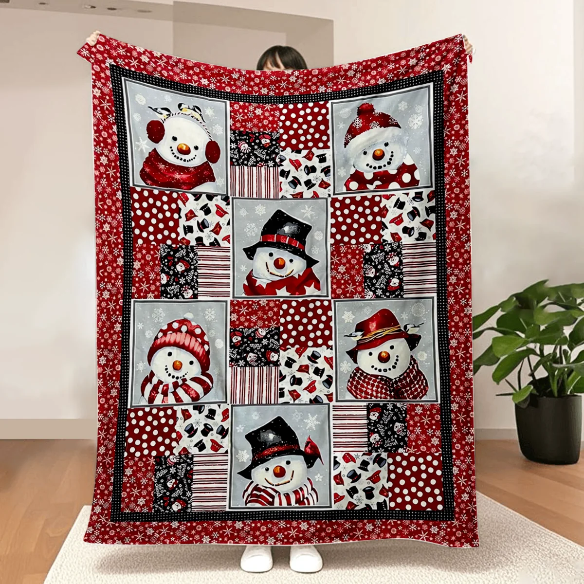1pc Vintage Winter Snowman Print Flannel Blanket, All-Season Cozy Throw for Sofa Bed Car Office Camping, Festive Holiday Gift
1pc Vintage Winter Snowman Print Flannel Blanket, All-Season Cozy Throw for Sofa Bed Car Office Camping, Festive Holiday Gift