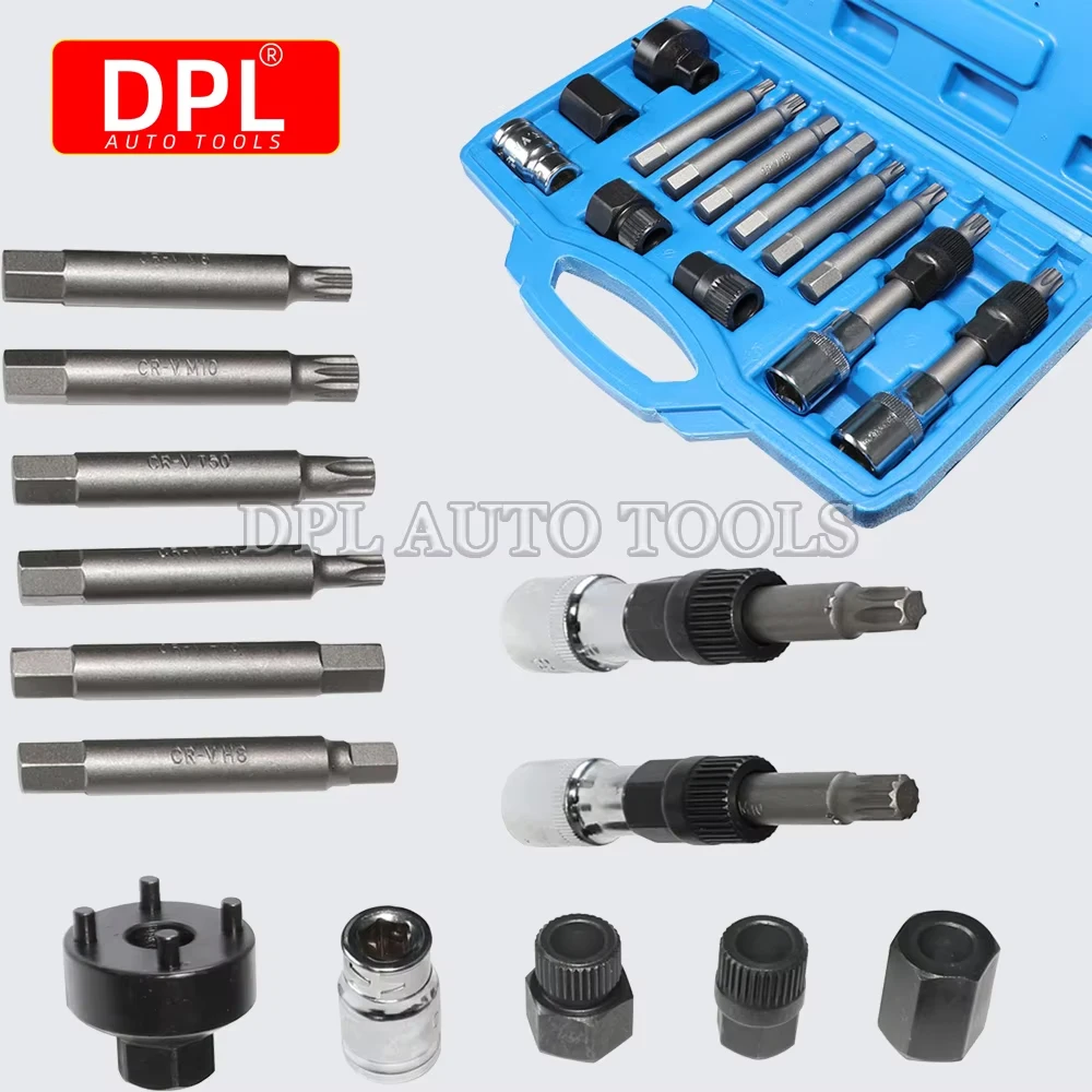 13 Ppcs Alternator Tools Auto Tool Set Car Belt Removal Wench Tool Freewheel Pulley Removal Tools for BMW Ford Benz VAG
13 Ppcs Alternator Tools Auto Tool Set Car Belt Removal Wench Tool Freewheel Pulley Removal Tools for BMW Ford Benz VAG