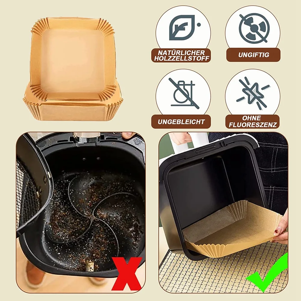 Baking Paper for Hot Air Fryer Square (20 cm), Pack of 100 Airfryer Baking Paper Disposable Non-Stick Paper Waterproof HOT
Baking Paper for Hot Air Fryer Square (20 cm), Pack of 100 Airfryer Baking Paper Disposable Non-Stick Paper Waterproof HOT