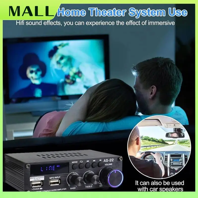 MALL AS22 Hifi Digital Amplifier 30Wx2 2.0 Channel Digital Bluetooth Amplifier Audio Amplifier Receiver For Car Home
MALL AS22 Hifi Digital Amplifier 30Wx2 2.0 Channel Digital Bluetooth Amplifier Audio Amplifier Receiver For Car Home