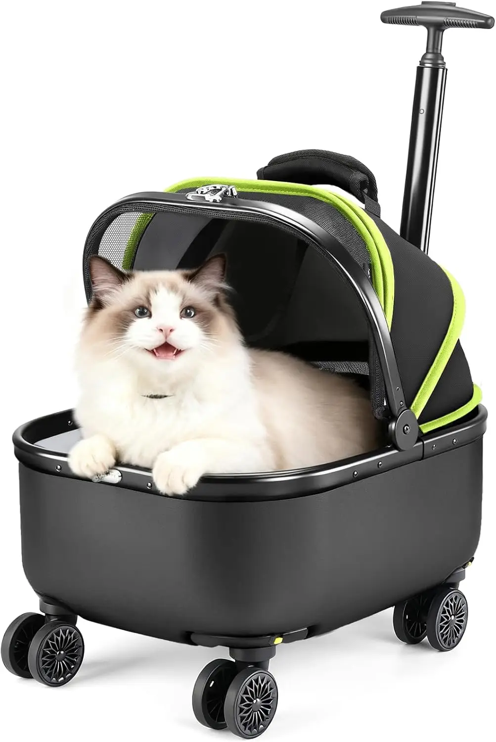 180° Wide Open Rolling Cat Carrier with Silent Wheels, Hard Bottom for Outdoor Adventures, Holds Cats Up to 15 lbs
180° Wide Open Rolling Cat Carrier with Silent Wheels, Hard Bottom for Outdoor Adventures, Holds Cats Up to 15 lbs