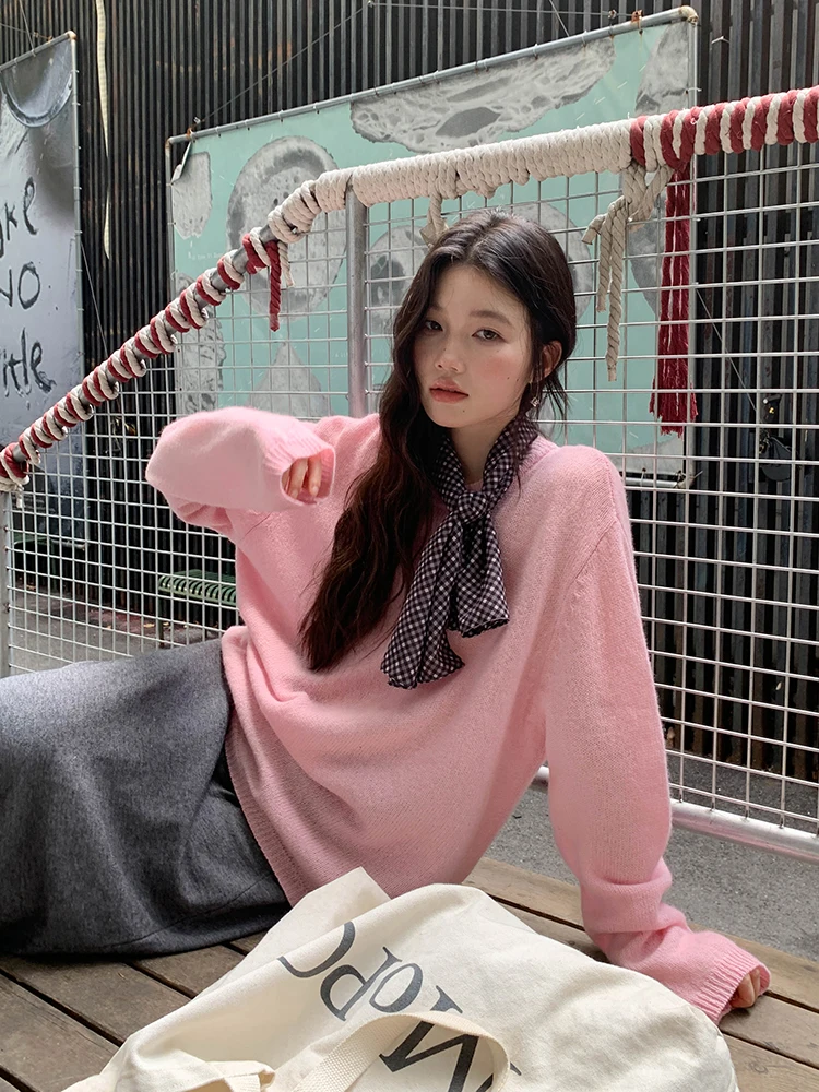 Pink Knitted Sweater Women's Spring 2026 New Korean Design Lazy Sle Knitwear round Ne Long Sve Loose Fit Commute Sle
Pink Knitted Sweater Women's Spring 2026 New Korean Design Lazy Sle Knitwear round Ne Long Sve Loose Fit Commute Sle