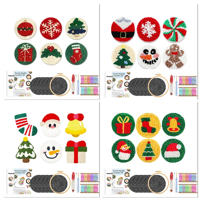 DIY Punch Needle Embroidery Crafts Set 6PCS Christmas Pattern Punch Needle Coasters Kit for Beginners Easy Art Work Decor
DIY Punch Needle Embroidery Crafts Set 6PCS Christmas Pattern Punch Needle Coasters Kit for Beginners Easy Art Work Decor