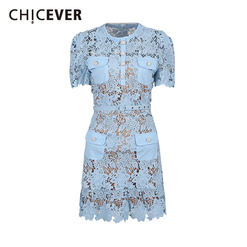 CHICEVER однотонное кружевное шикарное платье женское с круглым вырезом с коротким рукавом в стиле пэчворк ажурные женские платья осенняя мода новый стиль
CHICEVER однотонное кружевное шикарное платье женское с круглым вырезом с коротким рукавом в стиле пэчворк ажурные женские платья осенняя мода новый стиль