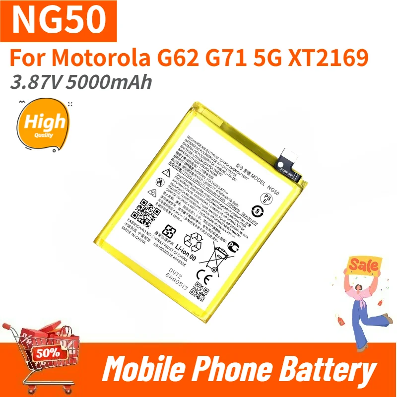 High Quality NG50 Mobile Phone Battery 3.87V 5000mAh For Motorola G62 G71 5G XT2169 Brand New Replacement Battery
High Quality NG50 Mobile Phone Battery 3.87V 5000mAh For Motorola G62 G71 5G XT2169 Brand New Replacement Battery