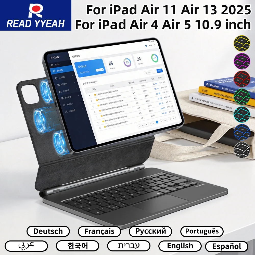 Чехол-клавиатура READY YEAH Magic Wireless Bluetooth для iPad Pro 11 M2, 13 M4, Air 4-го и 5-го поколений, iPad 10/11-го поколений, умный магнитный чехол-книжка
Чехол-клавиатура READY YEAH Magic Wireless Bluetooth для iPad Pro 11 M2, 13 M4, Air 4-го и 5-го поколений, iPad 10/11-го поколений, умный магнитный чехол-книжка