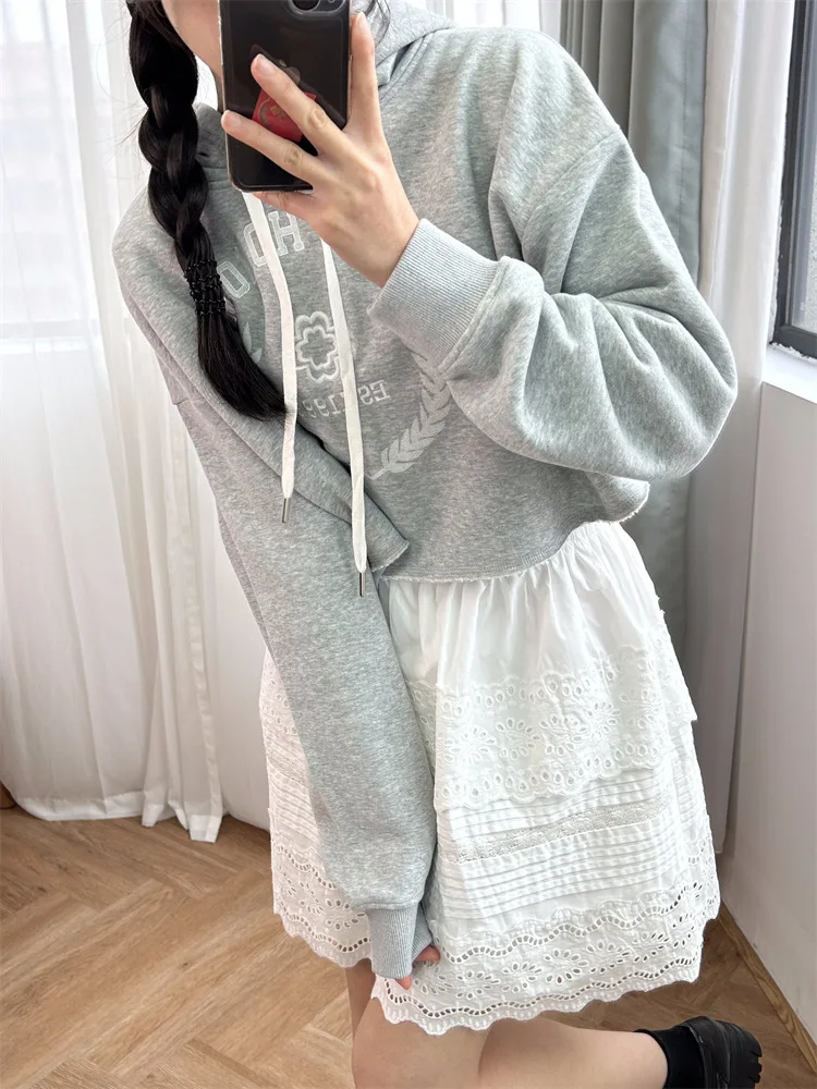 Women Gray Short Hoodies Drawstring Letter Embroidery Long Sleeve Loose Spring 2024 Hooded Sweatshirt
Women Gray Short Hoodies Drawstring Letter Embroidery Long Sleeve Loose Spring 2024 Hooded Sweatshirt