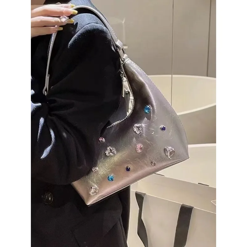 Сумка со стразами, женская новая сумка-мессенджер Spice Girl, сумка-тоут Ins, сумка для мобильного телефона, модная, изысканная, милая, индивидуальная, повседневная, простая 
Сумка со стразами, женская новая сумка-мессенджер Spice Girl, сумка-тоут Ins, сумка для мобильного телефона, модная, изысканная, милая, индивидуальная, повседневная, простая