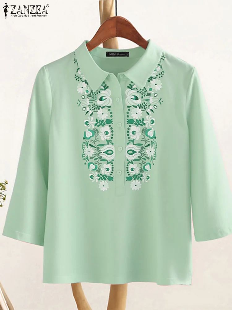 ZANZEA Women Floral Printed Collared Shirts Casual 3/4 Sleeve Half-Button Blouses 2025 Summer Commuting Day Wear Chemise Femme
ZANZEA Women Floral Printed Collared Shirts Casual 3/4 Sleeve Half-Button Blouses 2025 Summer Commuting Day Wear Chemise Femme