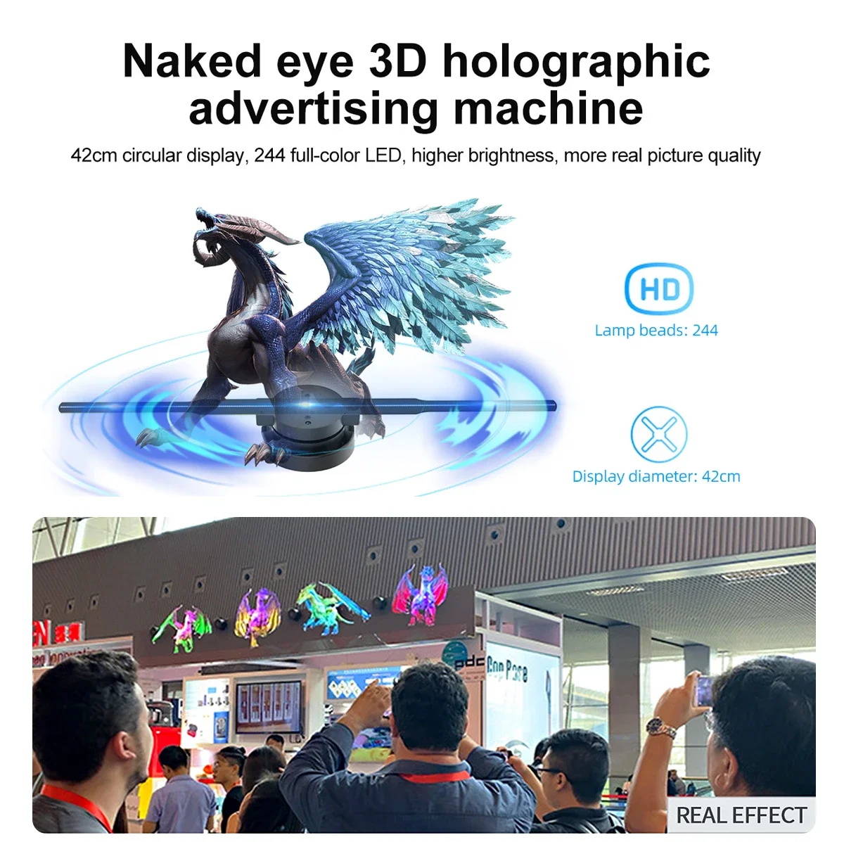 42cm 3D Hologram Fan Projector Wifi Advertising Display Light HD for Stores Bars Party Xmas 3D Holographic Projector
42cm 3D Hologram Fan Projector Wifi Advertising Display Light HD for Stores Bars Party Xmas 3D Holographic Projector
