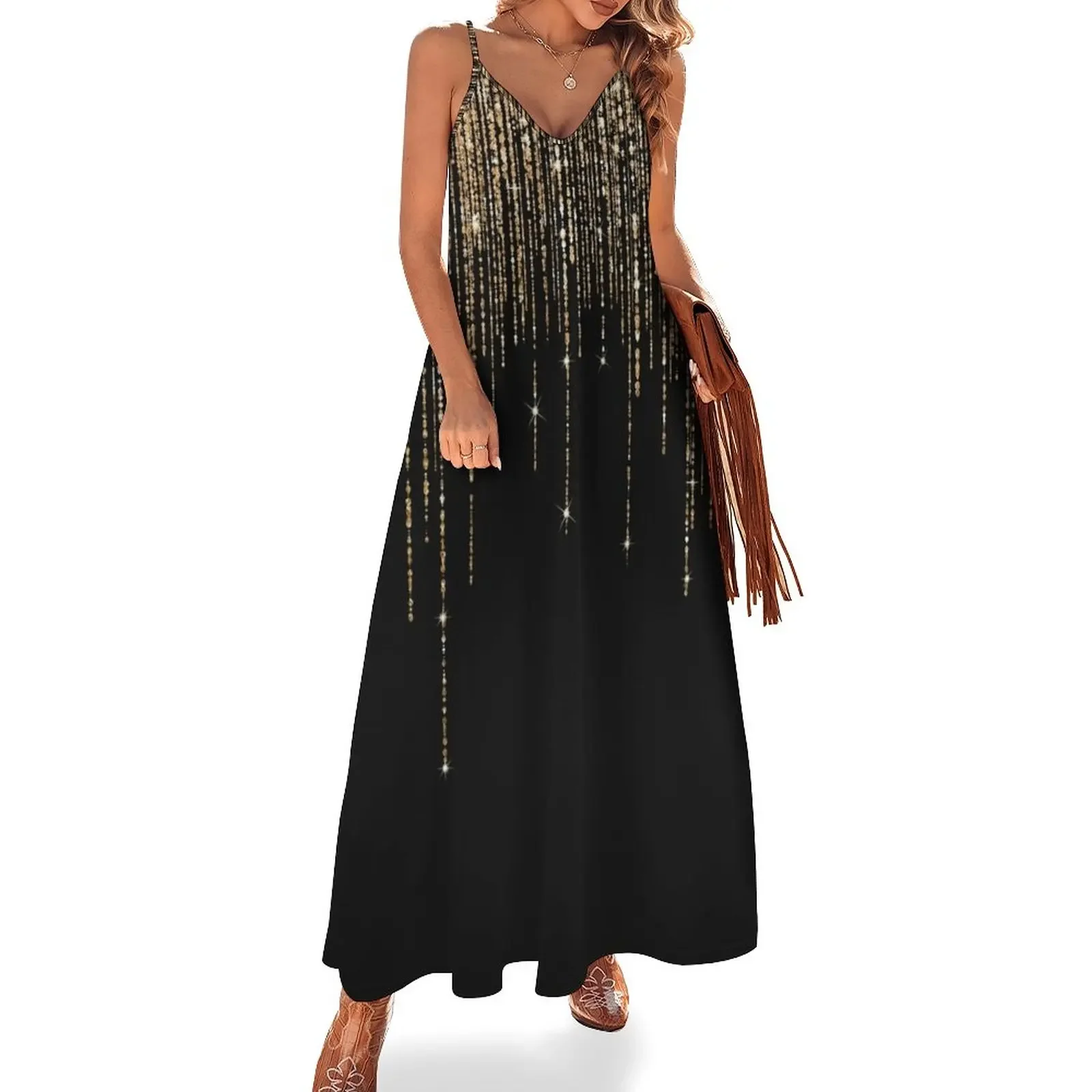 Luxury Chic Black Gold Sparkly Glitter Fringe Sleeveless Dress dress for women Long veiled dresses Dress
Luxury Chic Black Gold Sparkly Glitter Fringe Sleeveless Dress dress for women Long veiled dresses Dress
