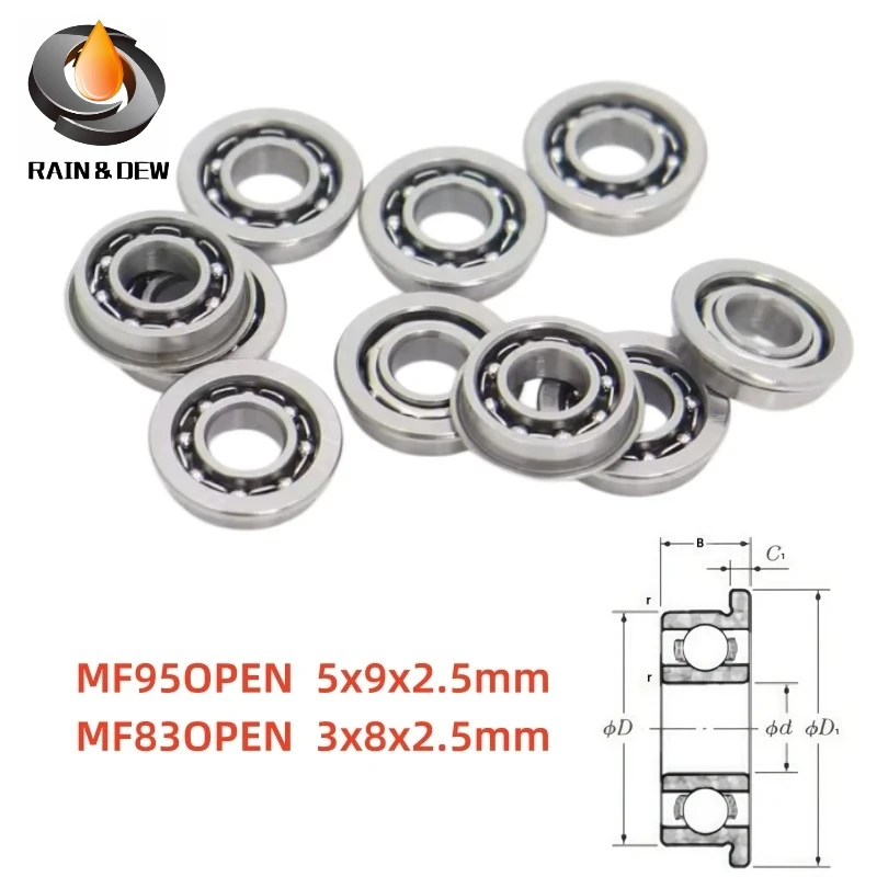 10pcs/set Flange Bearing MF83 3x8x2.5mm ABEC-7 MF95 5x9x2.5mm Miniature Flanged Non Standard Bearings MF83 MF95 Open
10pcs/set Flange Bearing MF83 3x8x2.5mm ABEC-7 MF95 5x9x2.5mm Miniature Flanged Non Standard Bearings MF83 MF95 Open