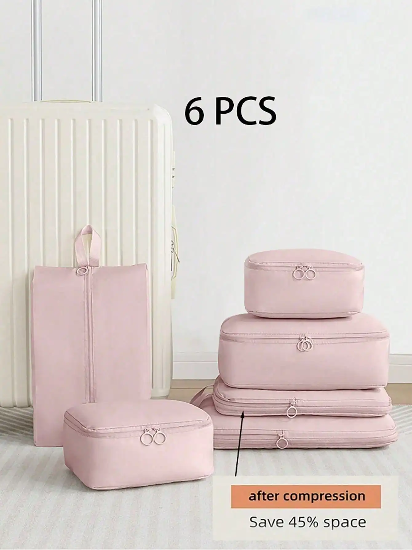 6pcs Pink Soft Polyamides Portable Travel Compression Storage Luggage Bag Set - Organize Your Clothing, Shoes, Socks, And Underwear With Ease - Perfect For Luggage And Suitcase Packing Slogan Graphic Travel Storage Bag Portable With Shoe Toiletry And Laun
6pcs Pink Soft Polyamides Portable Travel Compression Storage Luggage Bag Set - Organize Your Clothing, Shoes, Socks, And Underwear With Ease - Perfect For Luggage And Suitcase Packing Slogan Graphic Travel Storage Bag Portable With Shoe Toiletry And Laun