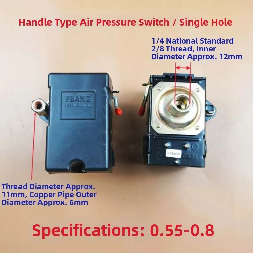 90-120 PSI Handle Pressure Switch 220V 1 Ports Horizontal Control Valve 5-8 Bar Replacement Parts Air Pressure Controller
90-120 PSI Handle Pressure Switch 220V 1 Ports Horizontal Control Valve 5-8 Bar Replacement Parts Air Pressure Controller