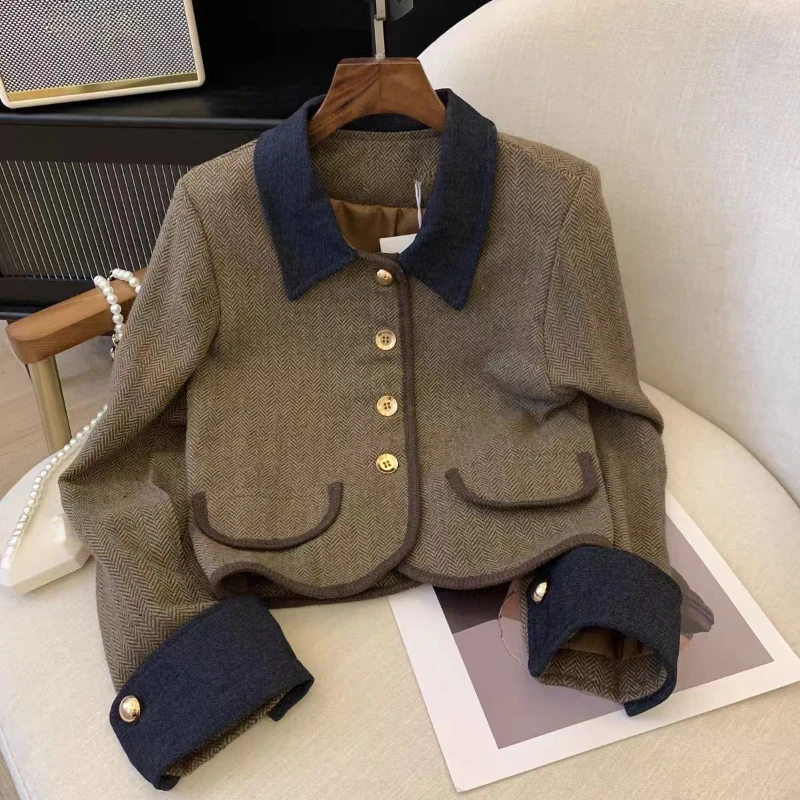 Korean Style Women Vintage Patchwork Striped Short Woolen Jacket Coat , Woman Autumn Spring Wool Jackets Coats
Korean Style Women Vintage Patchwork Striped Short Woolen Jacket Coat , Woman Autumn Spring Wool Jackets Coats