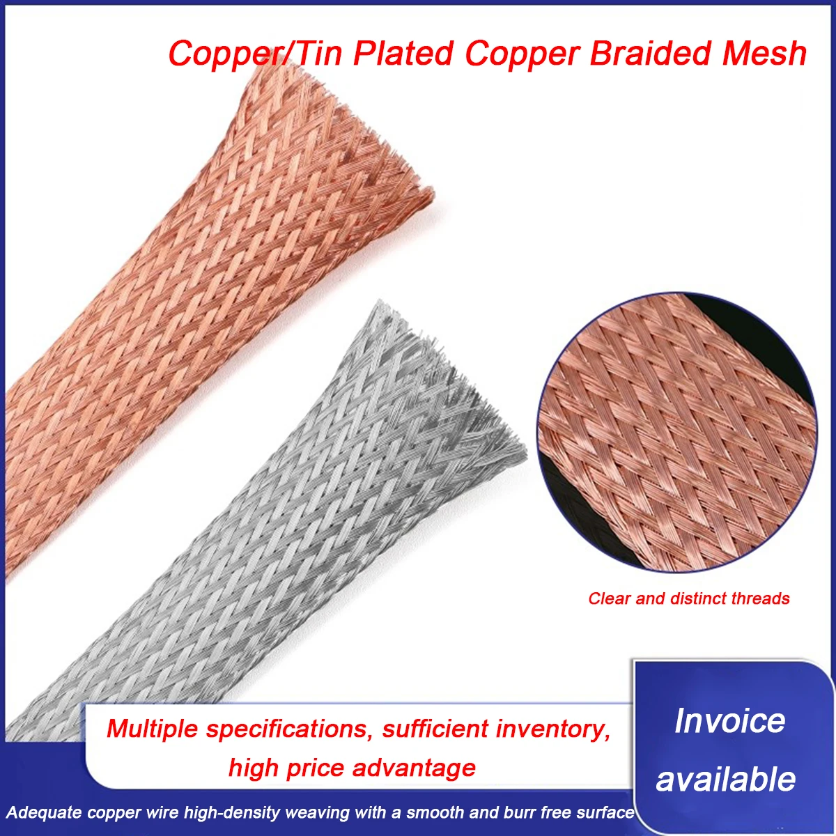 Encryption Type Pure Copper Braided Mesh Belt, Purple Copper Cable Shielding Mesh Flattened Width Of 2-28mm
Encryption Type Pure Copper Braided Mesh Belt, Purple Copper Cable Shielding Mesh Flattened Width Of 2-28mm