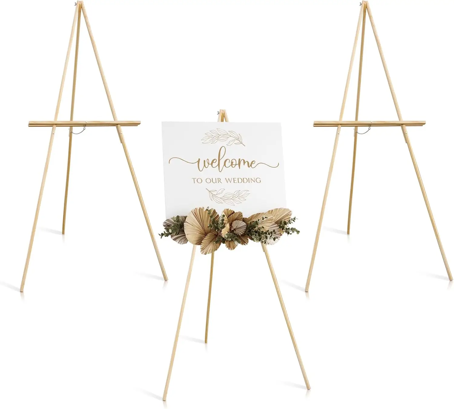 Adjustable Wooden Easels for Wedding Signs, Posters & Art Displays - Light Duty A-Frame Stand with Tray (3 Pack, 63")
Adjustable Wooden Easels for Wedding Signs, Posters & Art Displays - Light Duty A-Frame Stand with Tray (3 Pack, 63")