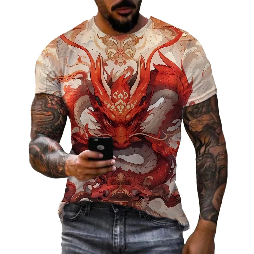 Summer men's clothing 3D digital printing cool dragon pattern pullover loose round neck short sleeved casual T-shirt for men
Summer men's clothing 3D digital printing cool dragon pattern pullover loose round neck short sleeved casual T-shirt for men