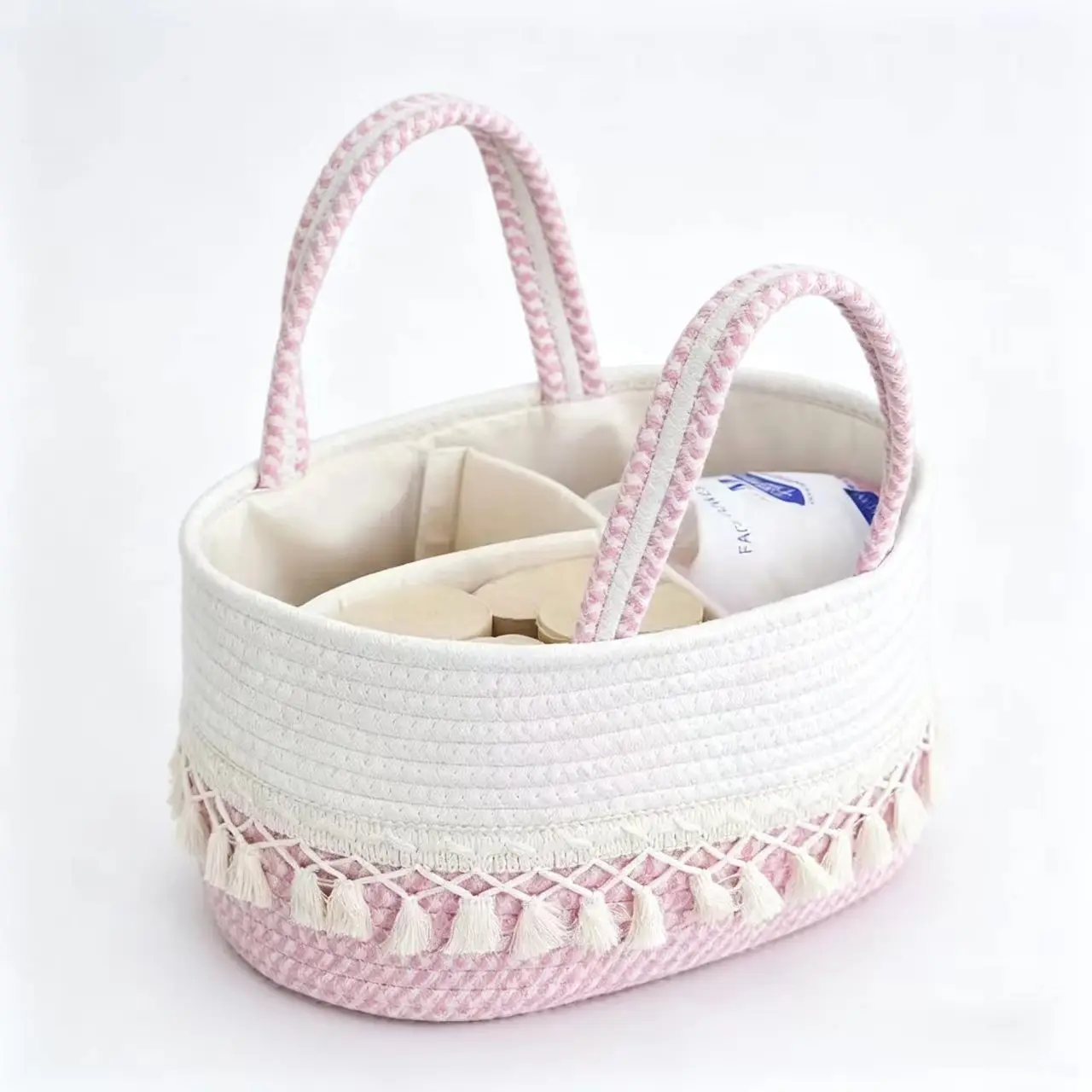 Baby diaper basket, toy storage basket, storage basket, tassel hand basket, hand-woven compartment, removable and portable
Baby diaper basket, toy storage basket, storage basket, tassel hand basket, hand-woven compartment, removable and portable