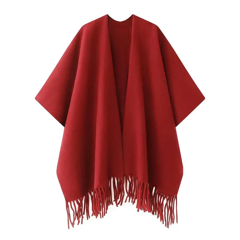 Woolen simple fashion shawl solid color outer with thickened split large shawl women's cape cape high-end tassel
Woolen simple fashion shawl solid color outer with thickened split large shawl women's cape cape high-end tassel
