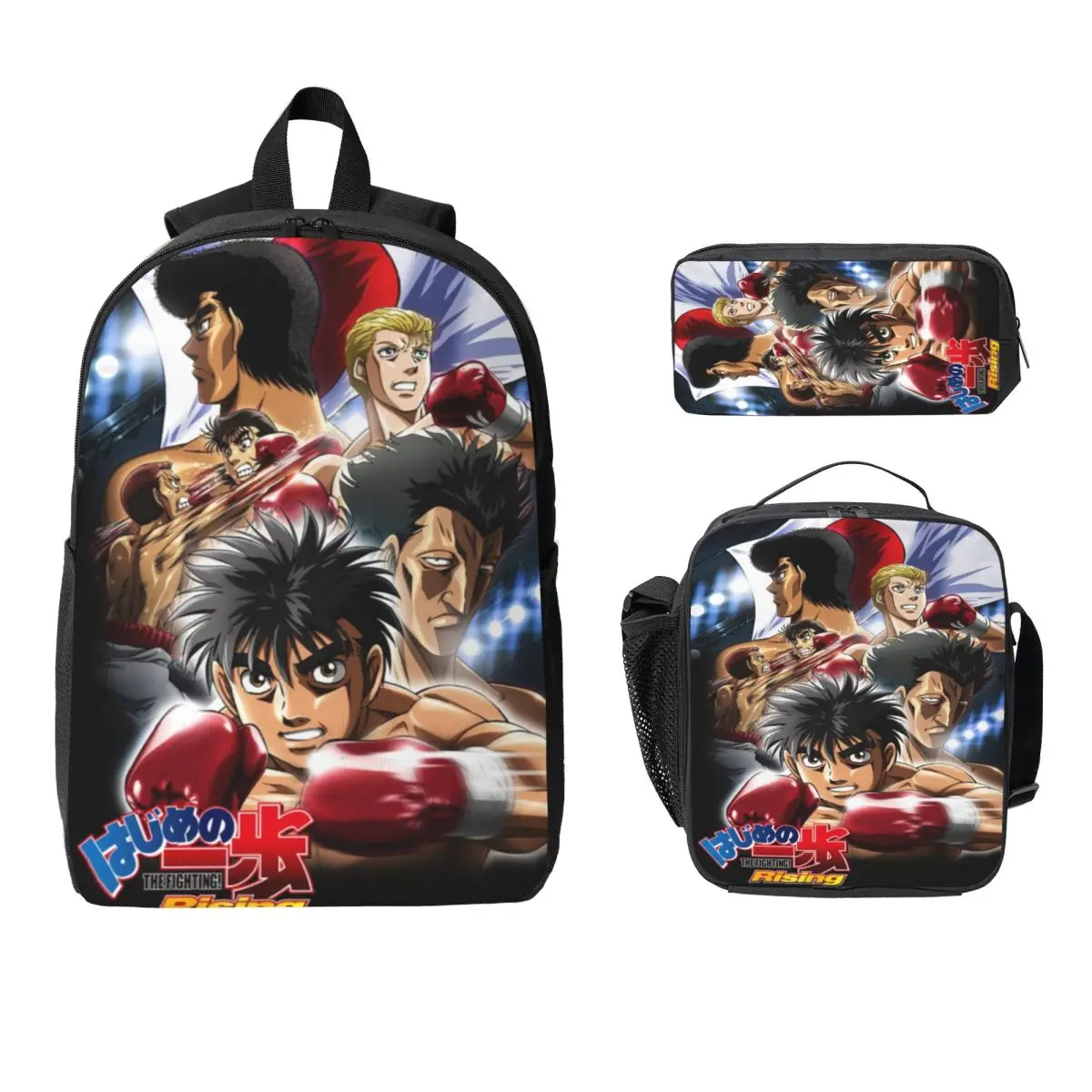 3 шт., аксессуары Hajime No Ippo, набор рюкзаков для детей, сумки для ручек, наборы сумок для книг с коробкой для завтрака для школьников, рюкзак
3 шт., аксессуары Hajime No Ippo, набор рюкзаков для детей, сумки для ручек, наборы сумок для книг с коробкой для завтрака для школьников, рюкзак