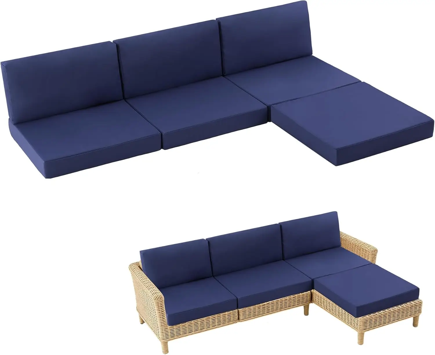 7-Piece Patio Cushions Set, Outdoor Replacement for 4-Seat Sectional, Waterproof & Fade Resistant, Navy Blue
7-Piece Patio Cushions Set, Outdoor Replacement for 4-Seat Sectional, Waterproof & Fade Resistant, Navy Blue