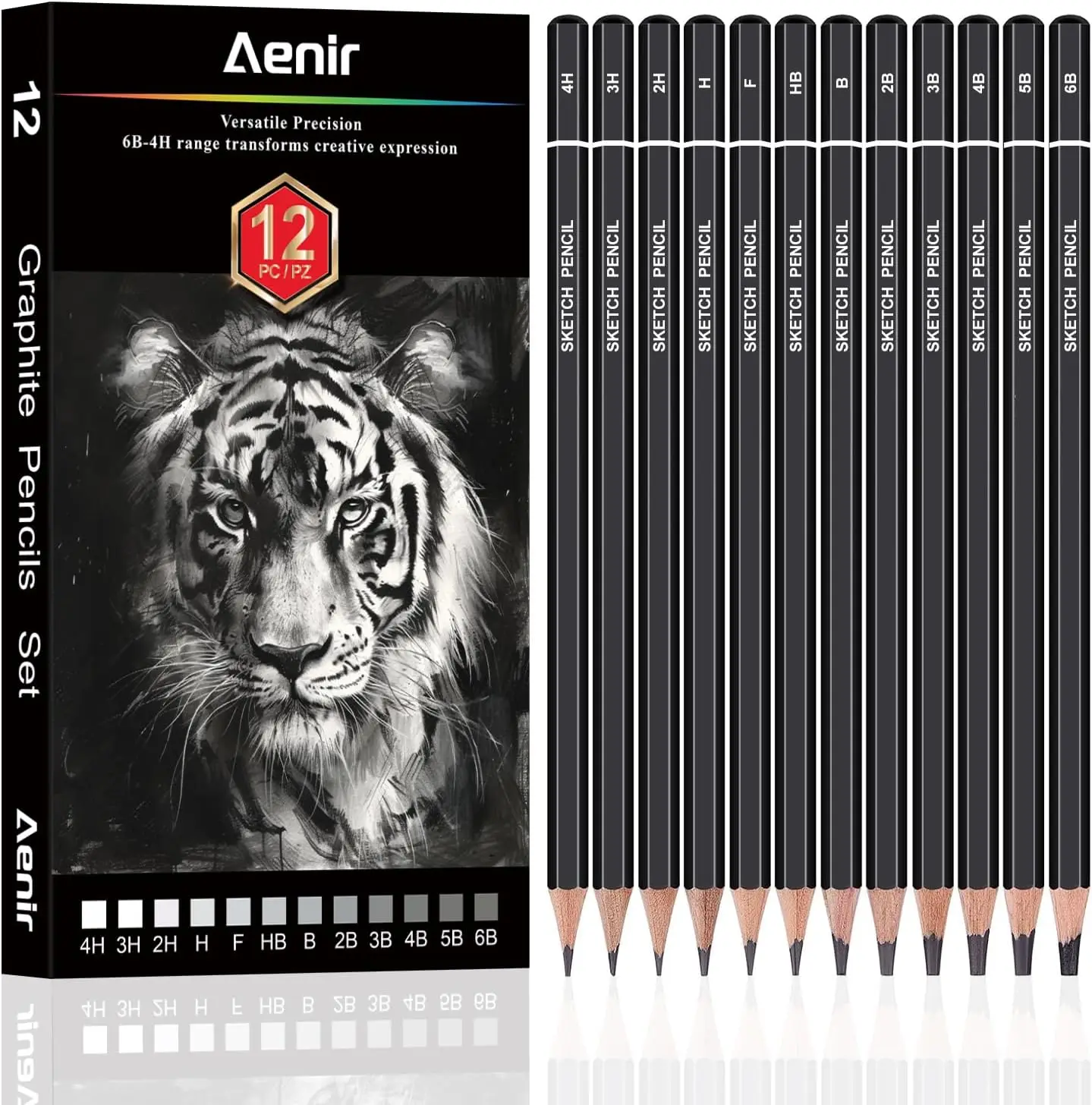 12-Piece Graphite Drawing Pencils Set (6B-4H) for Sketching, Shading & Art Supplies - Professional Quality for Artists
12-Piece Graphite Drawing Pencils Set (6B-4H) for Sketching, Shading & Art Supplies - Professional Quality for Artists