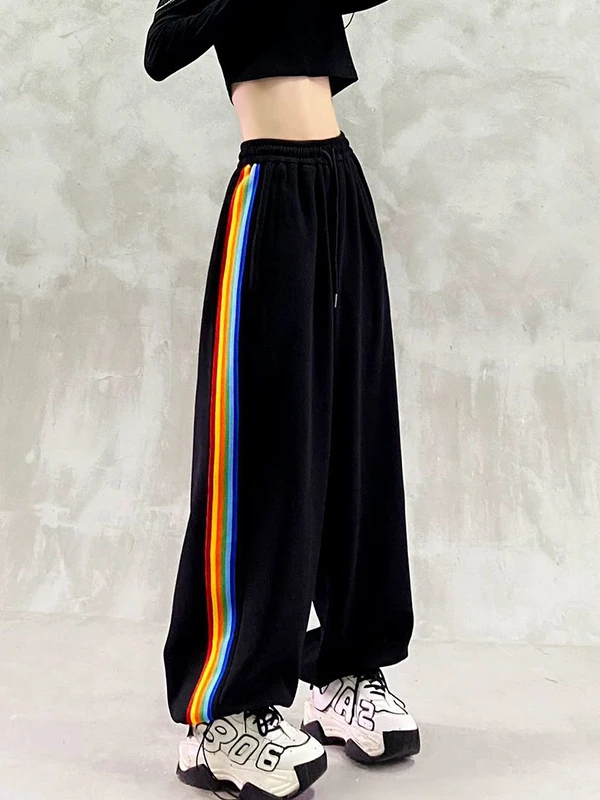 plus Size Rainbow Striped Sports Pants Women's High Waist Patchwork Cuffed Casual Trousers Autumn Winter Comfortable Breathable
plus Size Rainbow Striped Sports Pants Women's High Waist Patchwork Cuffed Casual Trousers Autumn Winter Comfortable Breathable