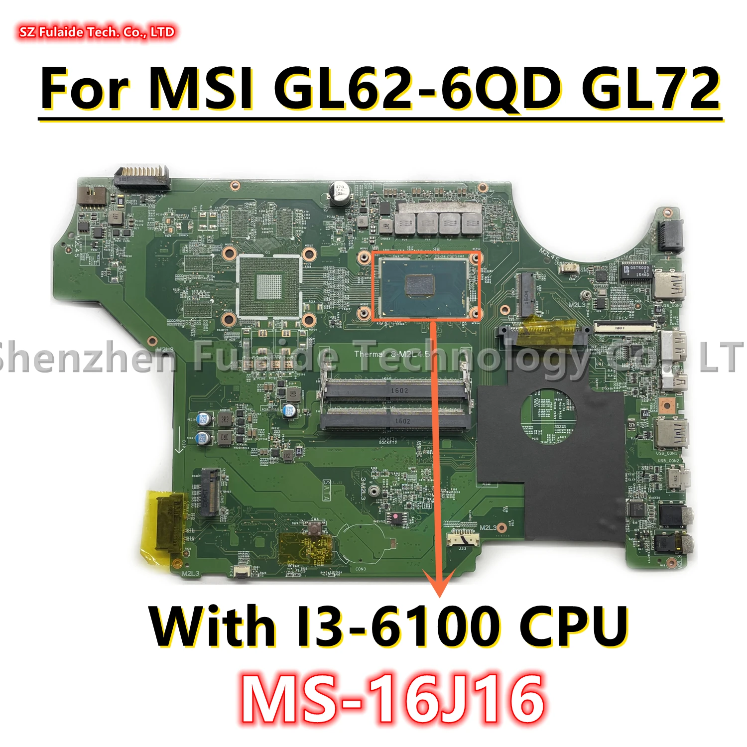 MS-16J61 VER:1.0 For MSI GL62-6QD GL72 Laptop Motherboard G2NK052267 With I3-6100 CPU 100% Testd Fast Shipping
MS-16J61 VER:1.0 For MSI GL62-6QD GL72 Laptop Motherboard G2NK052267 With I3-6100 CPU 100% Testd Fast Shipping