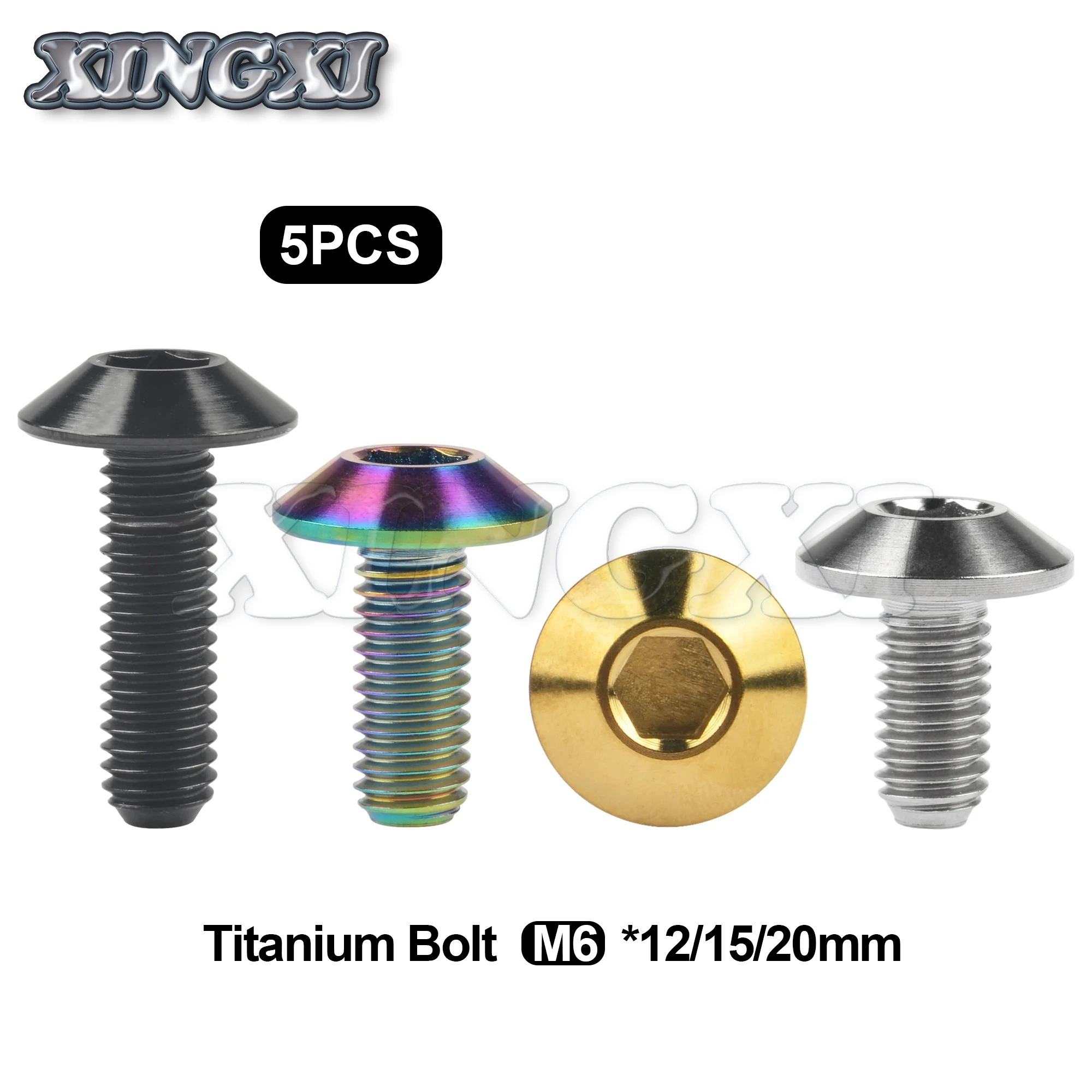 Титановые Ti-болты Xingxi 5 шт., кнопка, Шестигранная головка M6X12 15 20 мм, винты, болты для двигателя, велосипеда, диск, болт M6
Титановые Ti-болты Xingxi 5 шт., кнопка, Шестигранная головка M6X12 15 20 мм, винты, болты для двигателя, велосипеда, диск, болт M6