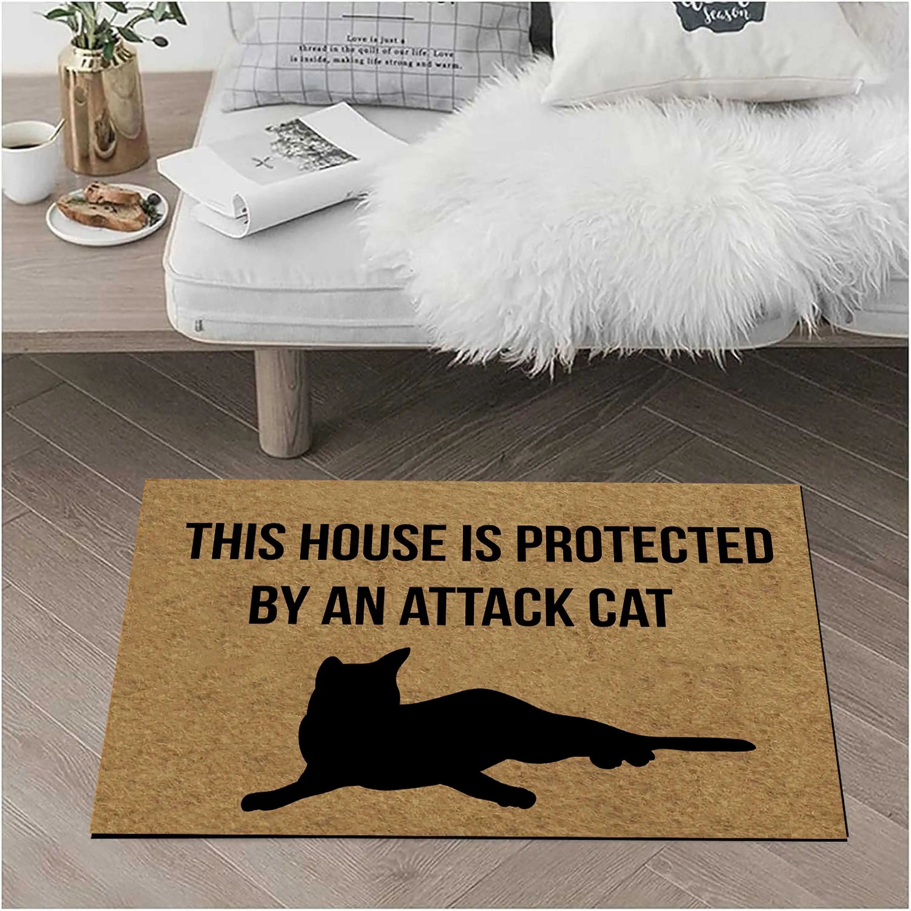 Outdoor Mat with Heavy Duty Anti-Slip Backing Front Porch Welcome Mats 29.5 x 17 inch (This House is Protected by an Attack Cat)
Outdoor Mat with Heavy Duty Anti-Slip Backing Front Porch Welcome Mats 29.5 x 17 inch (This House is Protected by an Attack Cat)